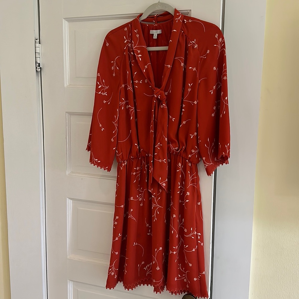 Joie burnt orange dress with elastic waist and pockets